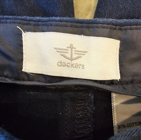 Dockers Women’s Navy Blue Stretch Trousers Size 2 Side Zip Flat Front Pants - Picture 2 of 9